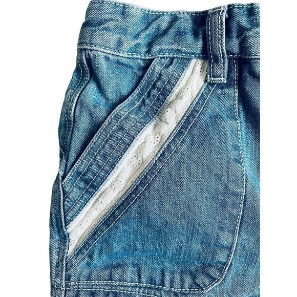 Free People Denim Shorts Lace High Waist - Picture 3 of 4